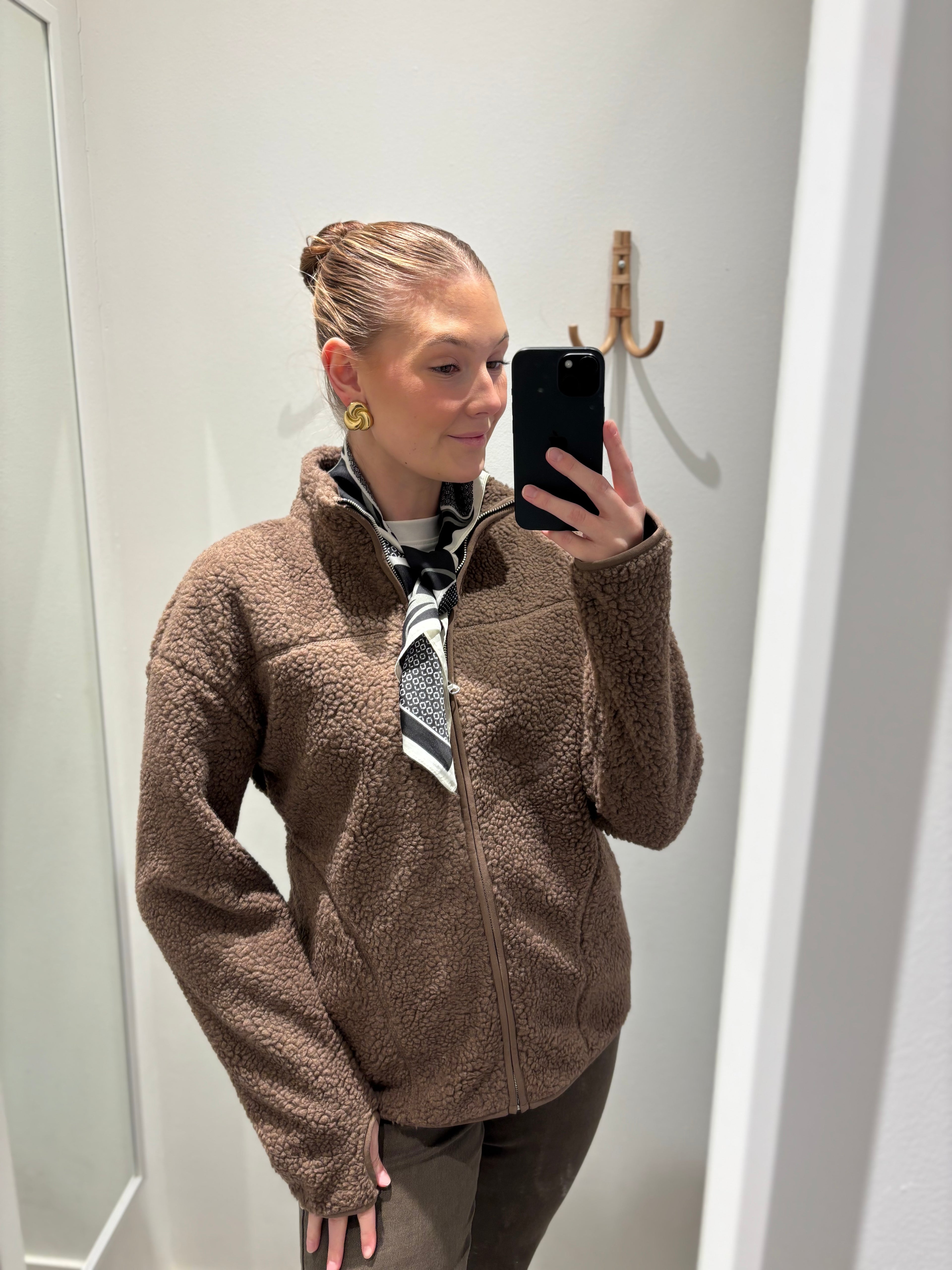 PIECES - SADIA TEDDY JACKET - COFFEE QUARTZ