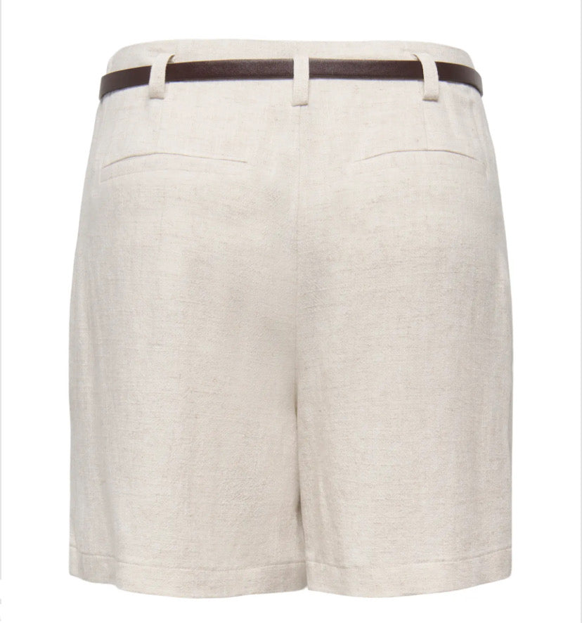 ONLY - SIESTA HW BELT LIN SHORTS - MOONBEAM
