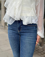 Ladda upp bild till gallerivisning, VERO MODA - FLASH MR FLARED JEANS LI3110 - DARK BLUE DENIM

