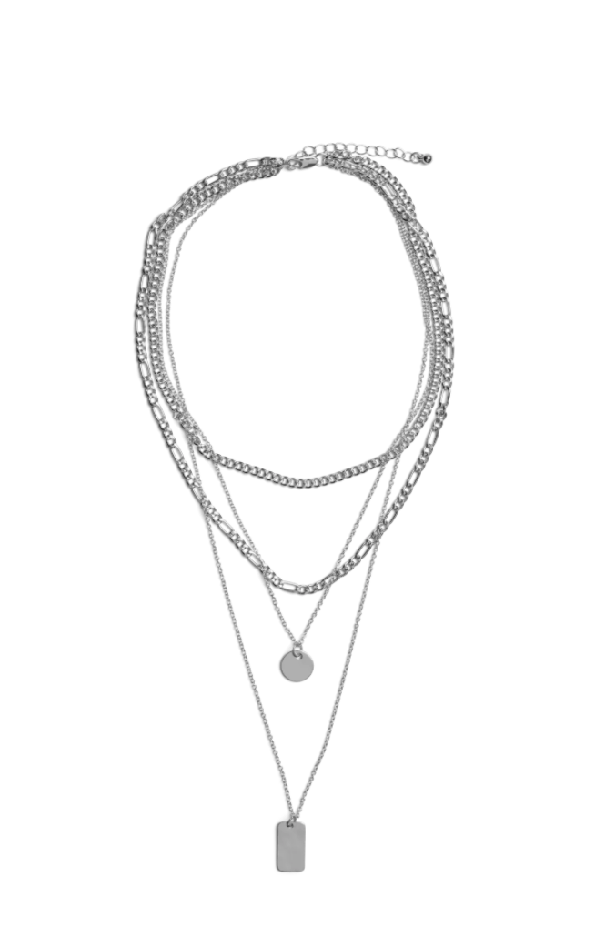 PIECES - OKIA COMBI NECKLACE - SILVER