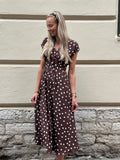 VEROMODA - ELISA SL PLEAT SHIRT 7/8 DRESS - BROWN/ SNOW WHITE