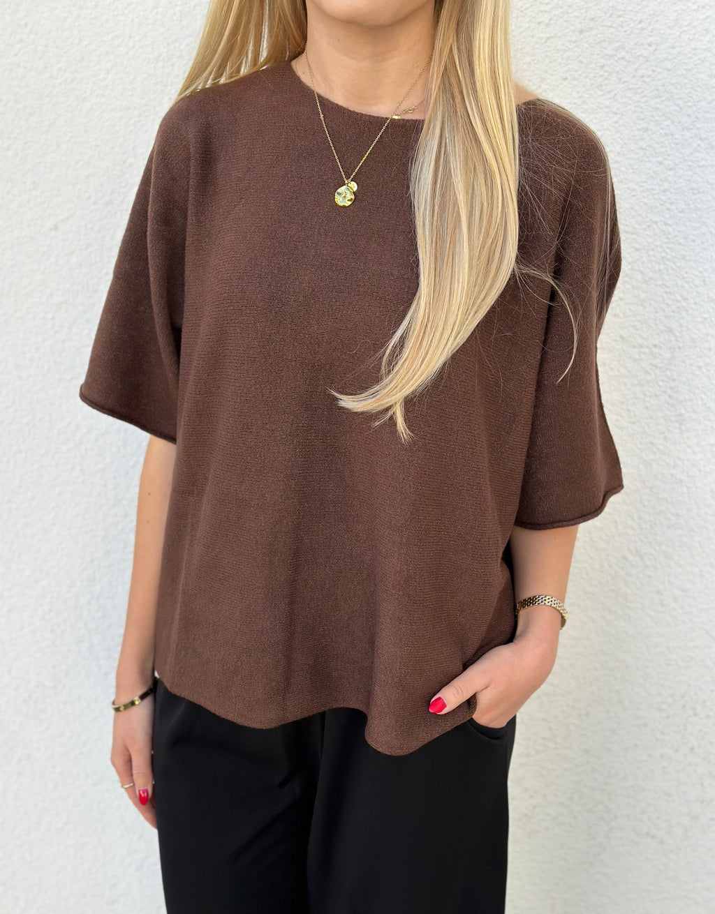 MARTA - STICKAD TRÖJA 5003 - BROWN