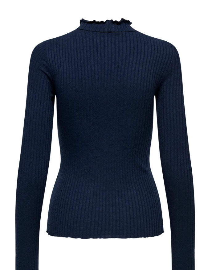 JDY - FRANSISKA L/S HIGHNECK TOP - NAVY BLAZER