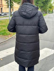 PIECES - NEW LONG PUFFER JACKET - BLACK