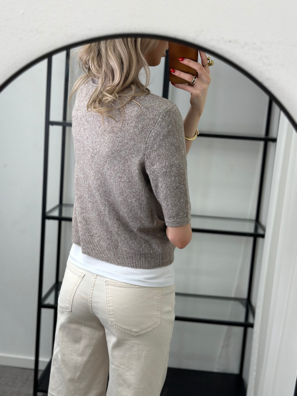 ONLY - DOFFY 2/4 O-NECK BUTTON CARDIGAN - MOON ROCK