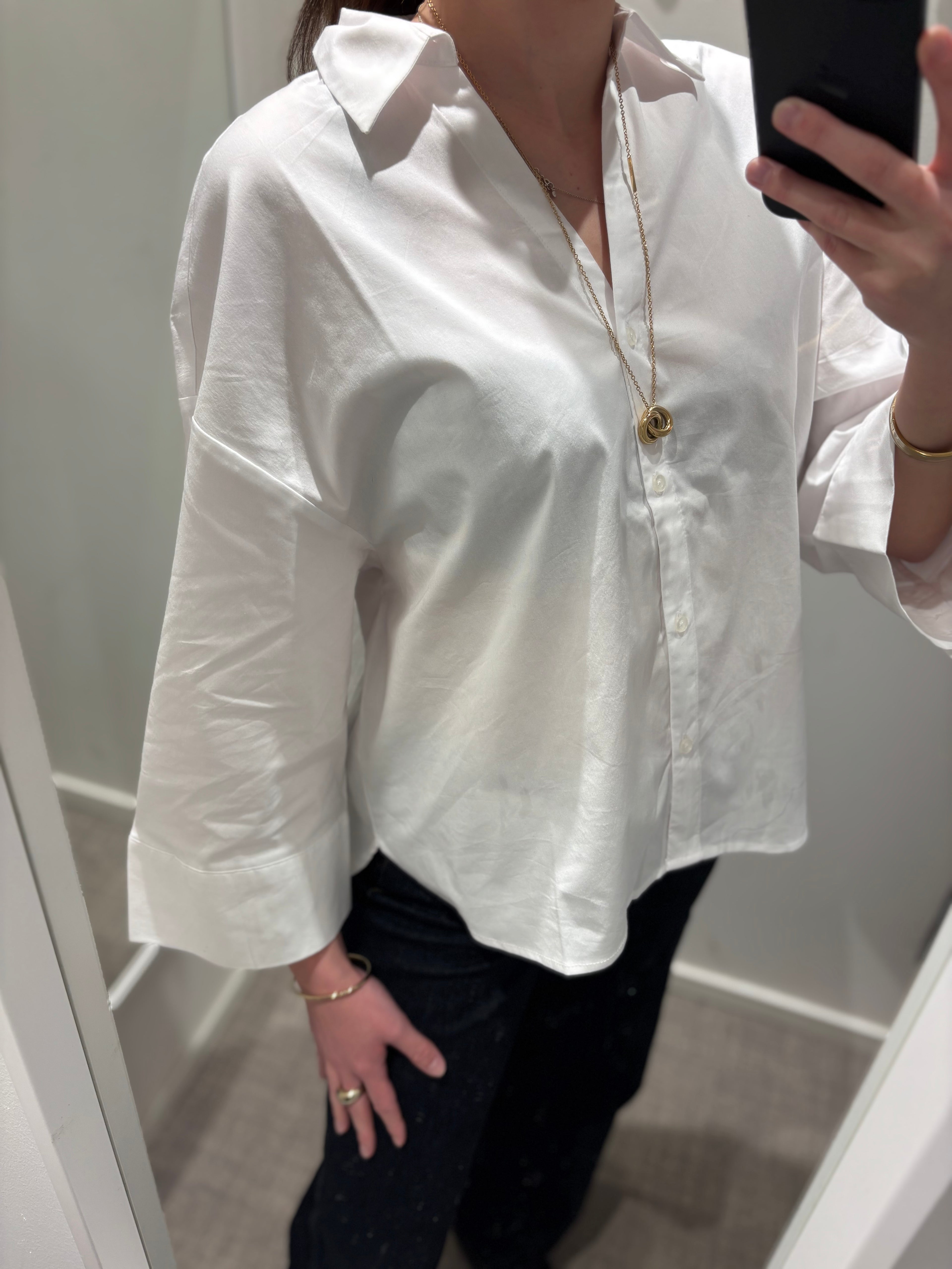 JDY - MIO 7/8 SHIRT - WHITE