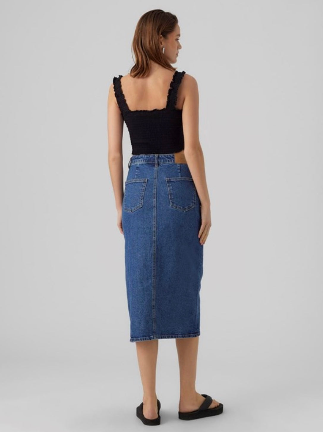 VERO MODA - VERI HR CALF DENIM SKIRT - MEDIUM BLUE DENIM