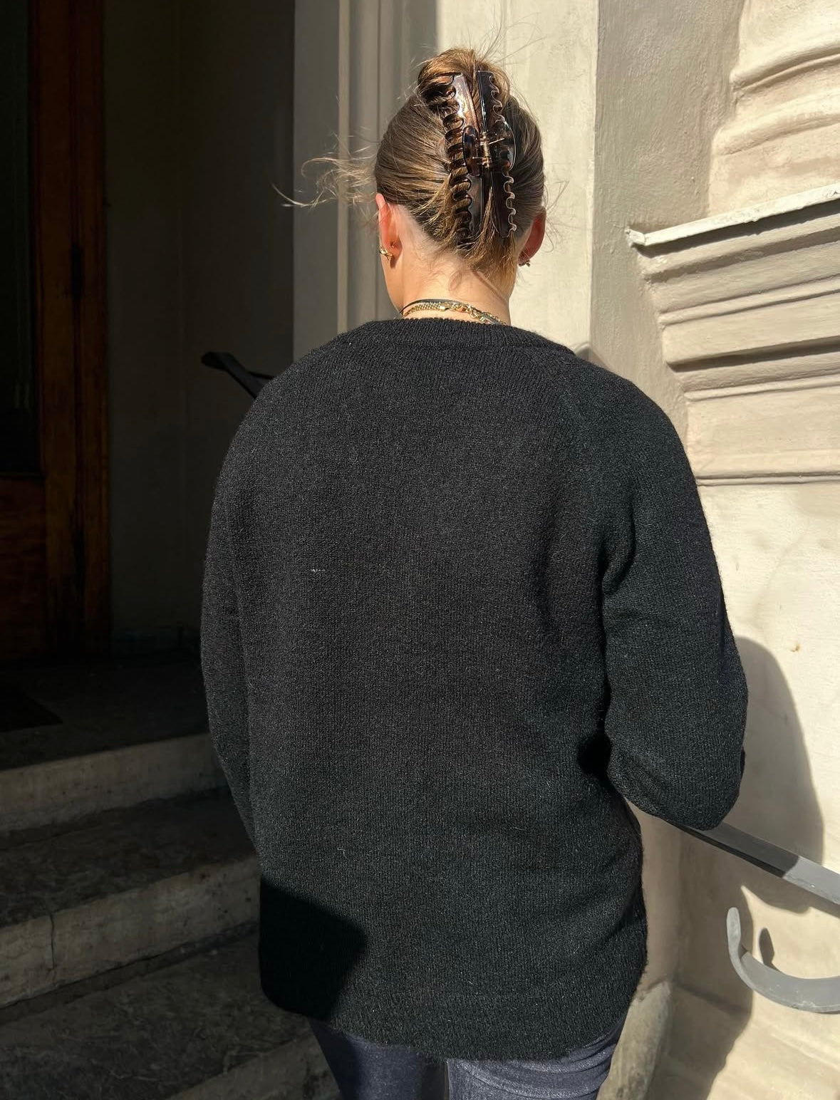 SELECTED FEMME - LULU LS KNIT O-NECK - BLACK