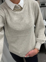 Ladda upp bild till gallerivisning, JDY - RUE GLITTER L/S BOAT PULLOVER - CHATEAU GREY/MELANGE
