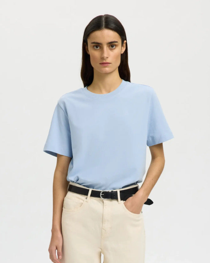 SELECTED FEMME - ESSENTIAL SS BOXY TEE - CASHMERE BLUE