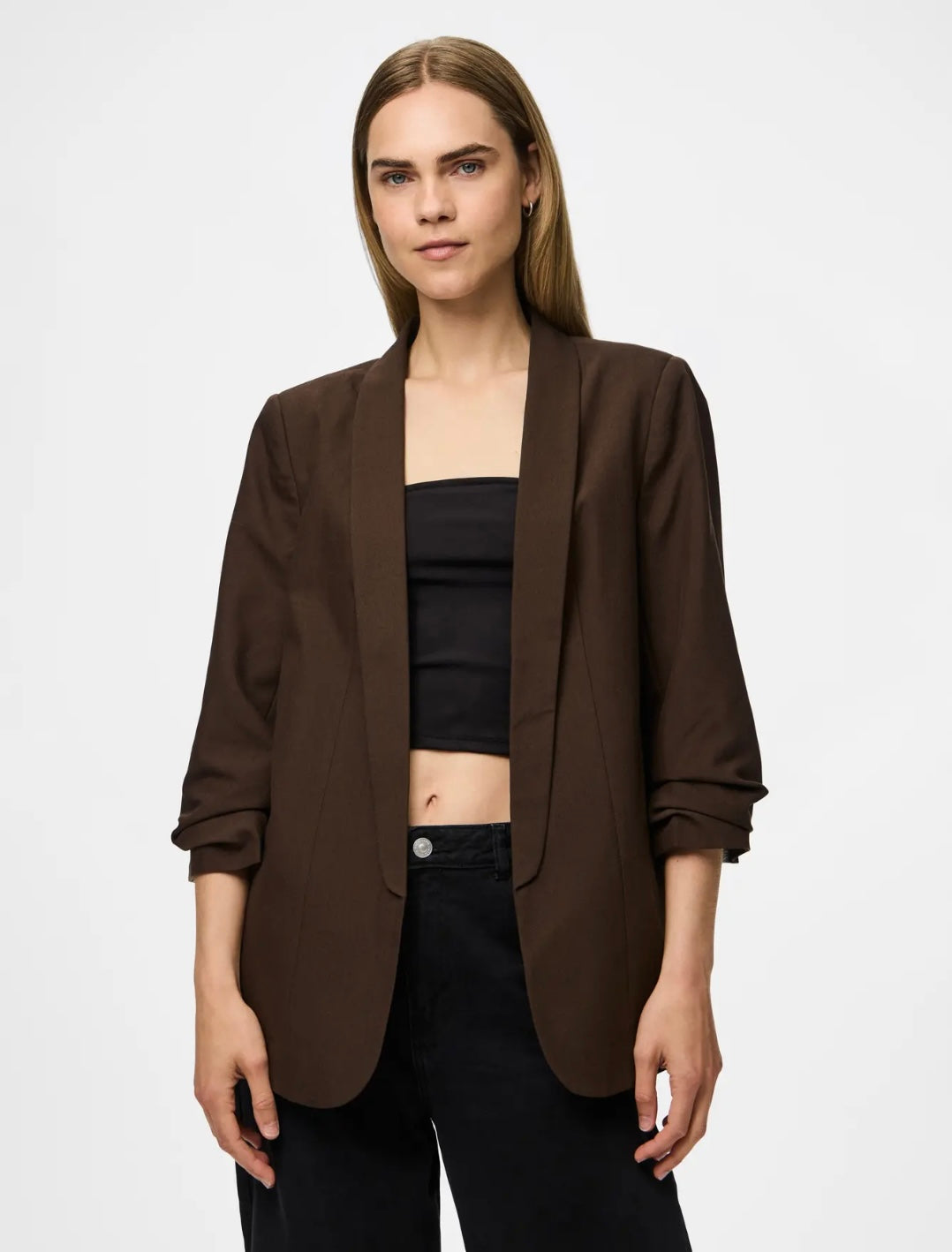 PIECES - BOSELLA 3/4 BLAZER - HOT FUDGE
