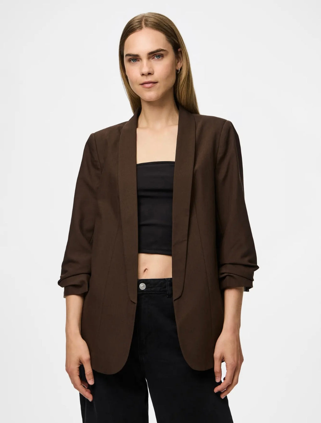 PIECES - BOSELLA 3/4 BLAZER - HOT FUDGE