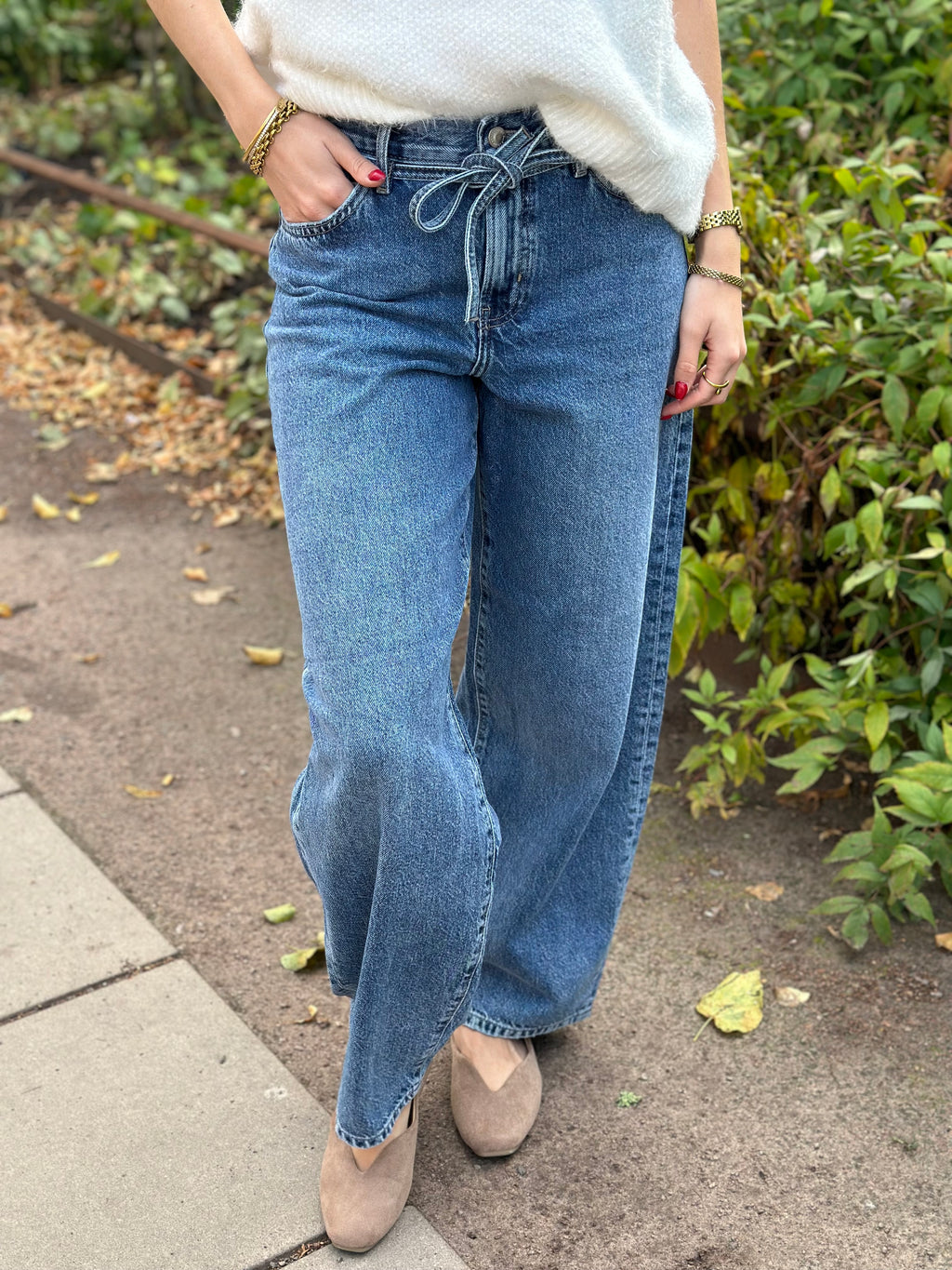 ONLY - GIANNA MW STAIGHT DOT596 - MEDIUM BLUE DENIM
