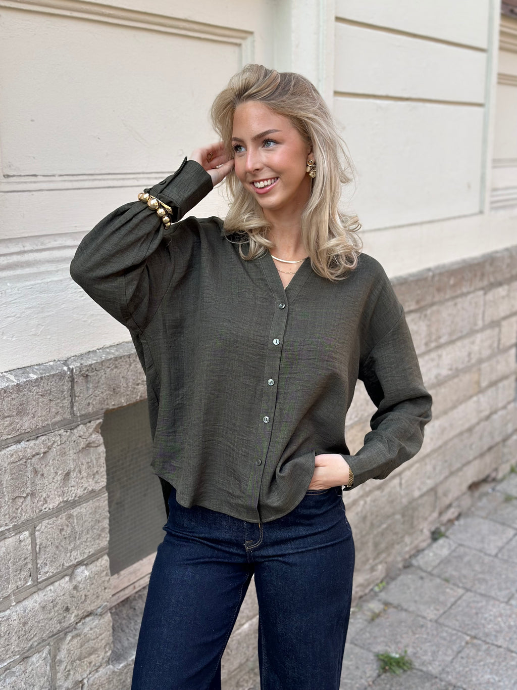 VEROMODA - MELANEY QUEENY LS SHIRT - FOREST NIGHT