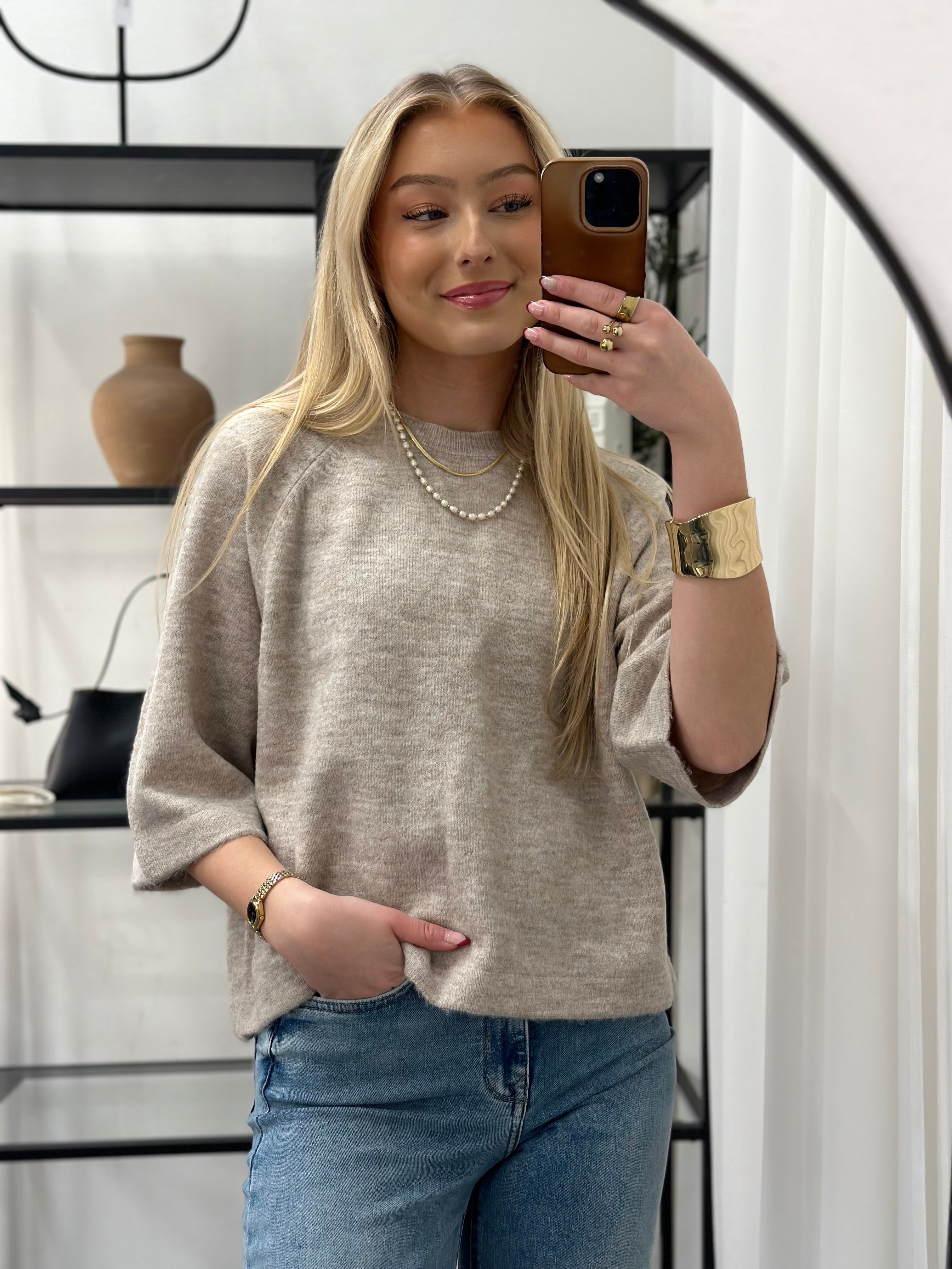 ONLY - SIMONI 3/4 PULLOVER - PUMICE STONE/MELANGE