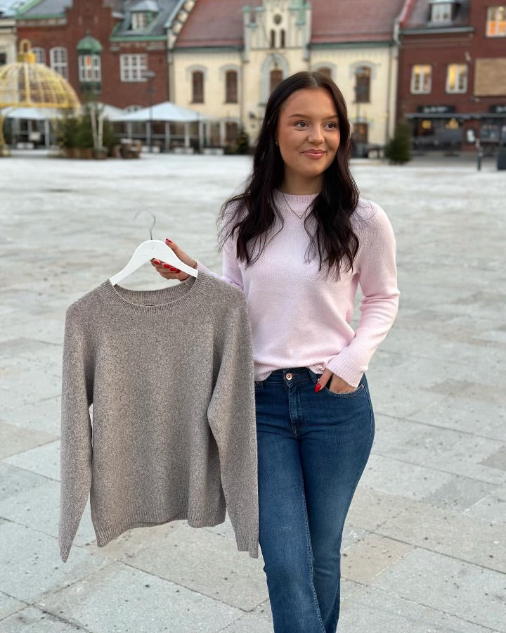 VERO MODA - DOFFY LS O-NECK BLOUSE - MOON ROCK