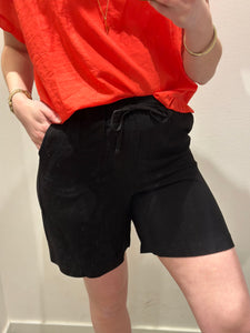 ONLY - SIESTA MW PULL-UP LINEN SHORTS - BLACK