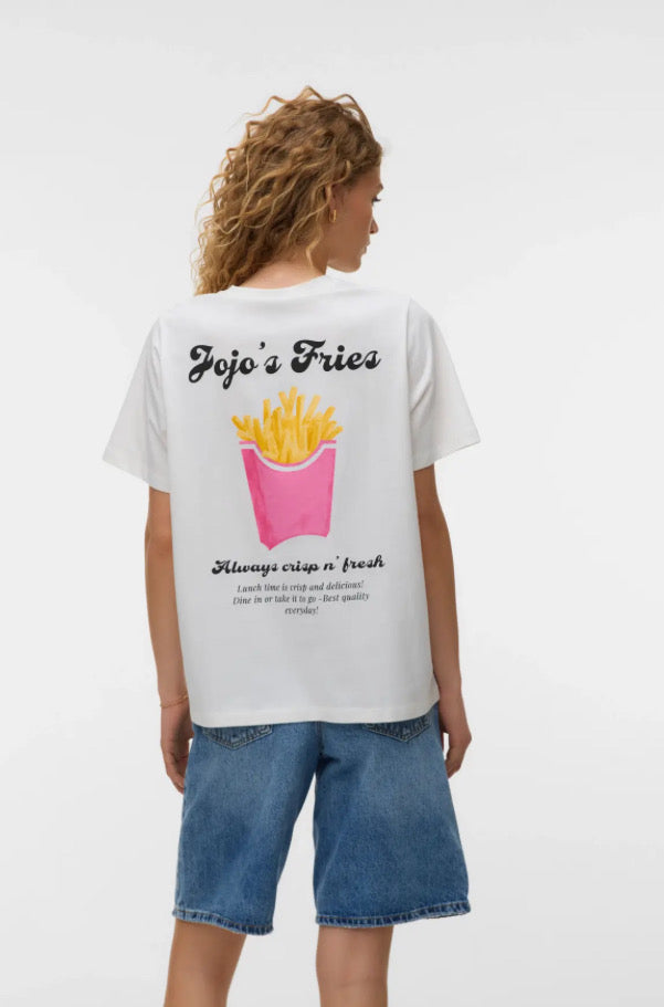 VEROMODA - ZANDRA CATY SS TOP BOX - SNOW WHITE/ JOJOS FRIES