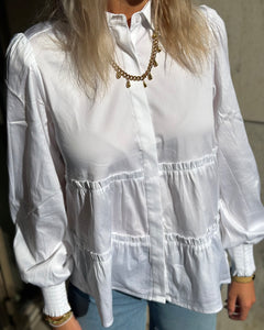 LEVETÉ ROOM - ISLA SOLID BLOUSE - WHITE