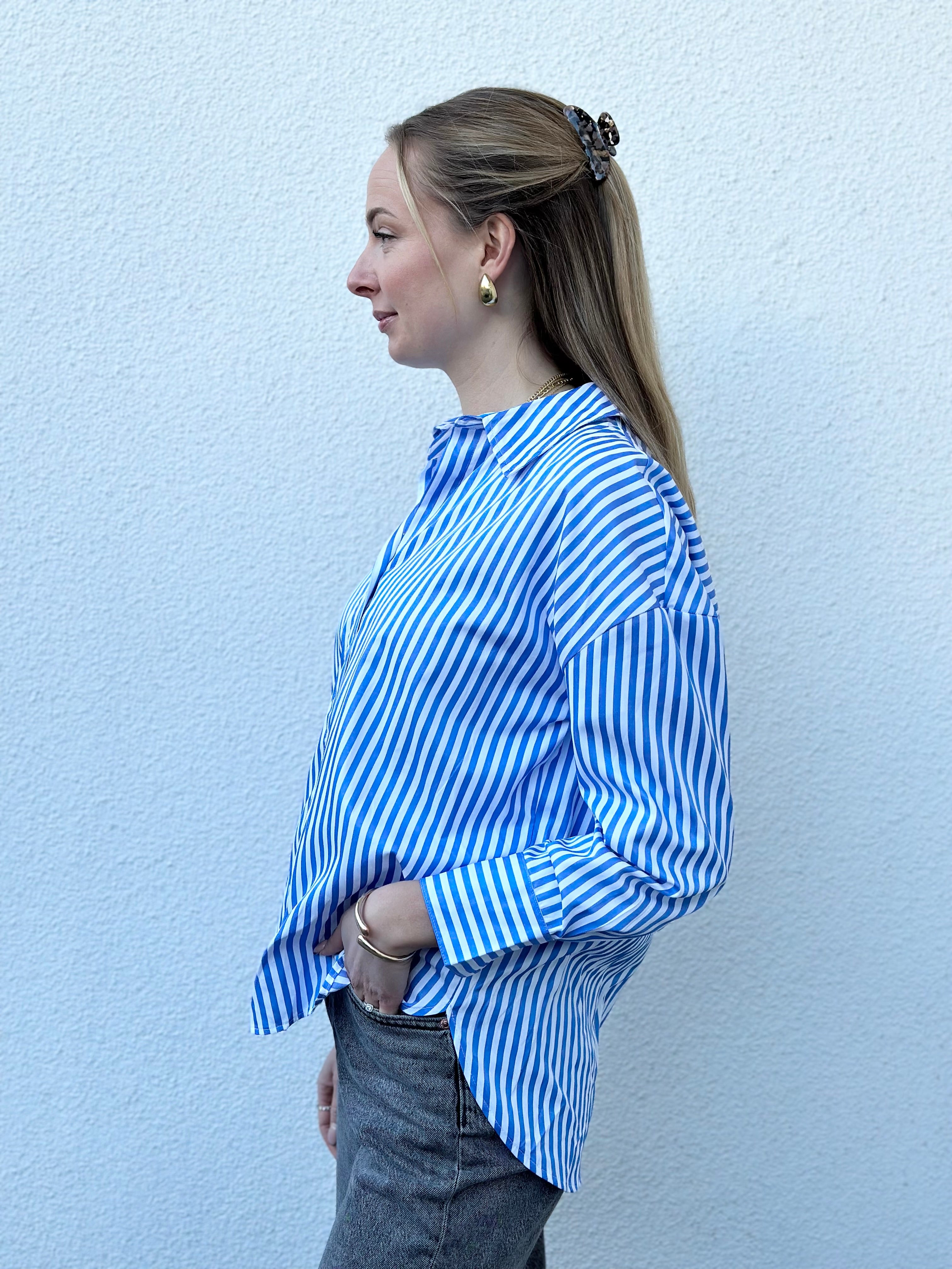 JDY - VESPER L/S LOOSE SHIRT - CLOWD DANCER/CORNFLOWER