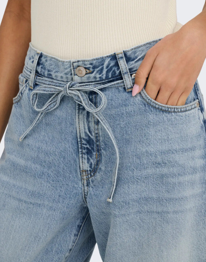 ONLY - GIANNA MW STAIGHT DOT450 - LIGHT BLUE DENIM