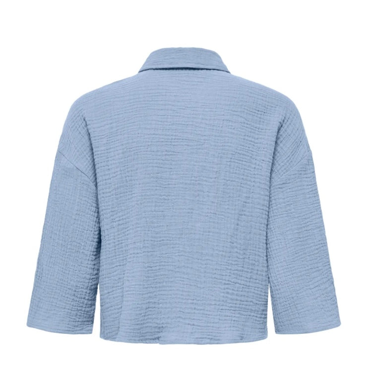 JDY - THEIS LIFE 3/4 CROP SHIRT - KENTUCKY BLUE