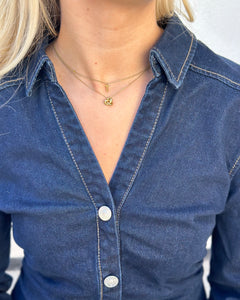 ONLY - CAITLIN LS DENIM DRESS - DARK BLUE DENIM