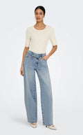 ONLY - GIANNA MW STAIGHT DOT450 - LIGHT BLUE DENIM