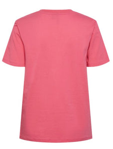 PIECES - RIA SS SOLID TEE - HOT PINK