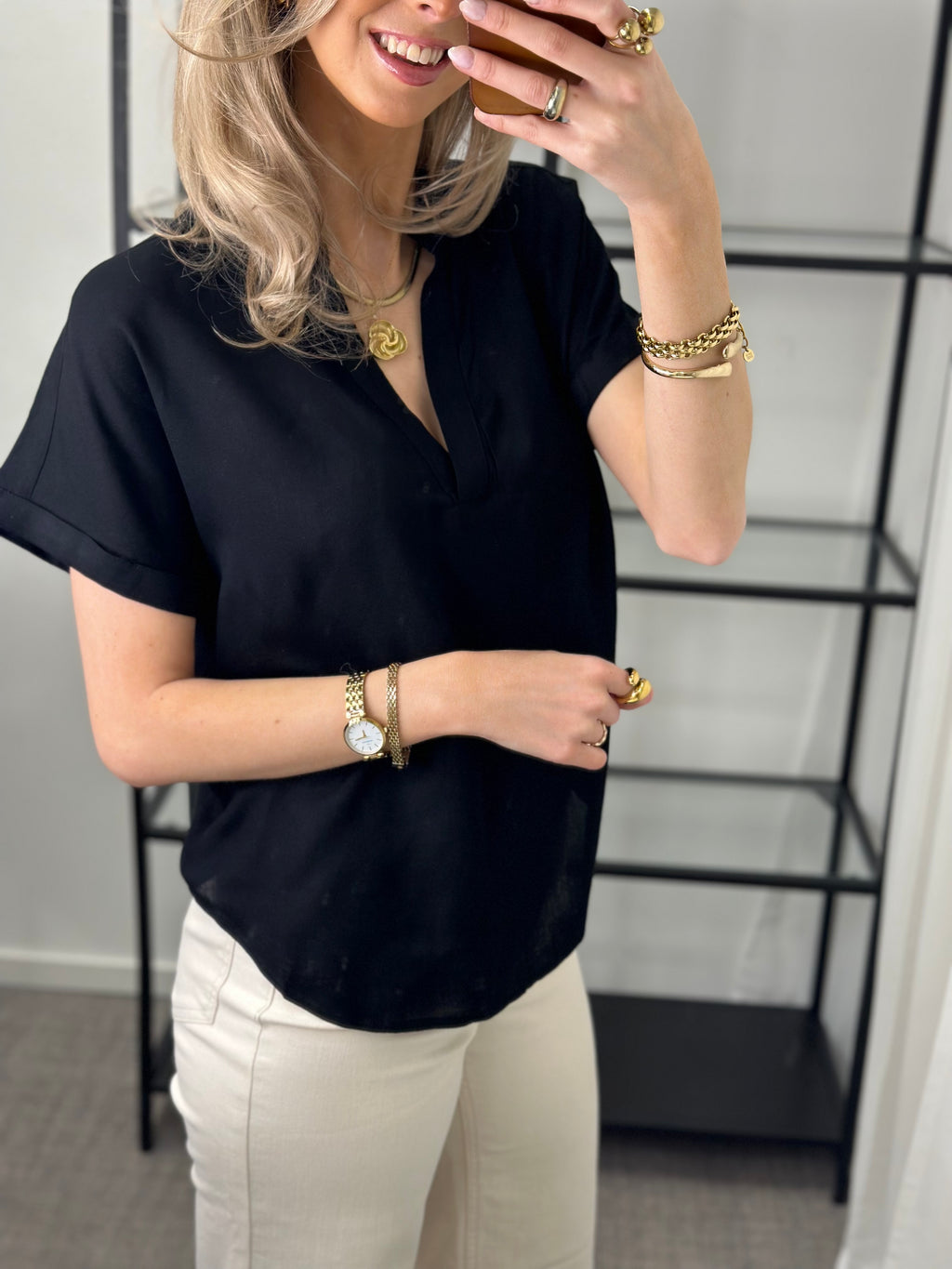 VEROMODA - BEAUTY SS TOP - BLACK