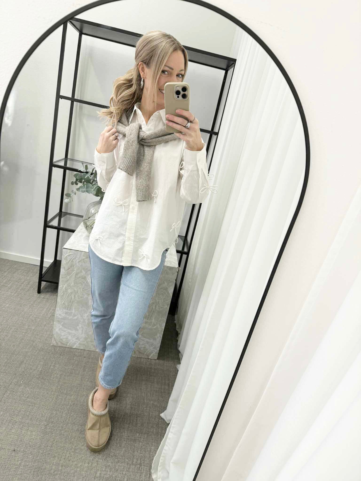 SOAKED - JOA BOW SHIRT - BROKEN WHITE