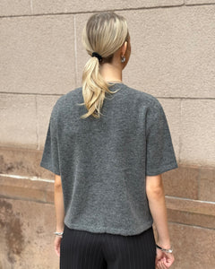 PIECES - JIKO SS O-NECK KNIT - MEDIUM GREY MELANGE