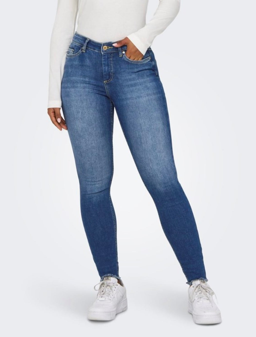 ONLY - BLUSH MID SK ANK RW DNM REA1319 - MEDIUM BLUE DENIM