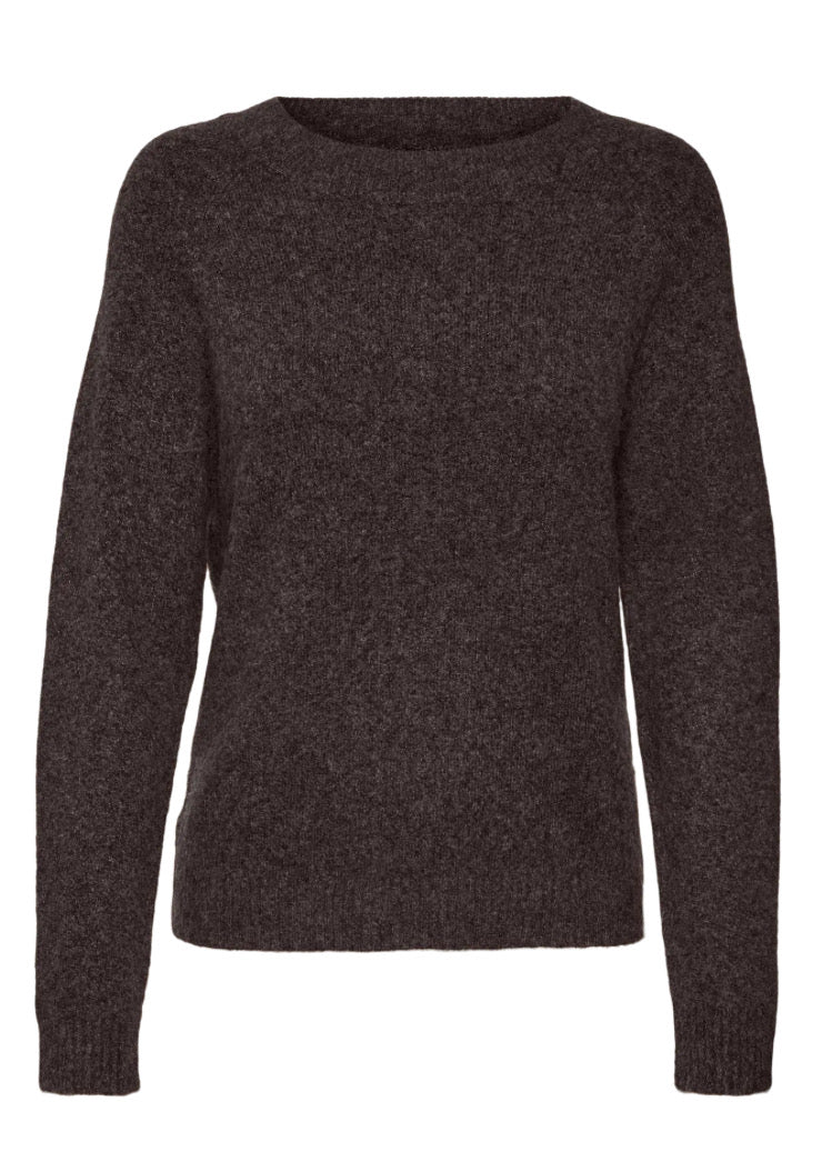 VEROMODA - DOFFY LS O-NECK BLOUSE - CHOCOLATE TORTE
