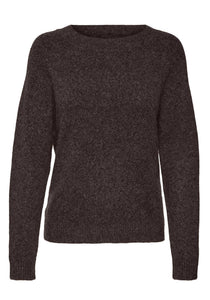 VEROMODA - DOFFY LS O-NECK BLOUSE - CHOCOLATE TORTE