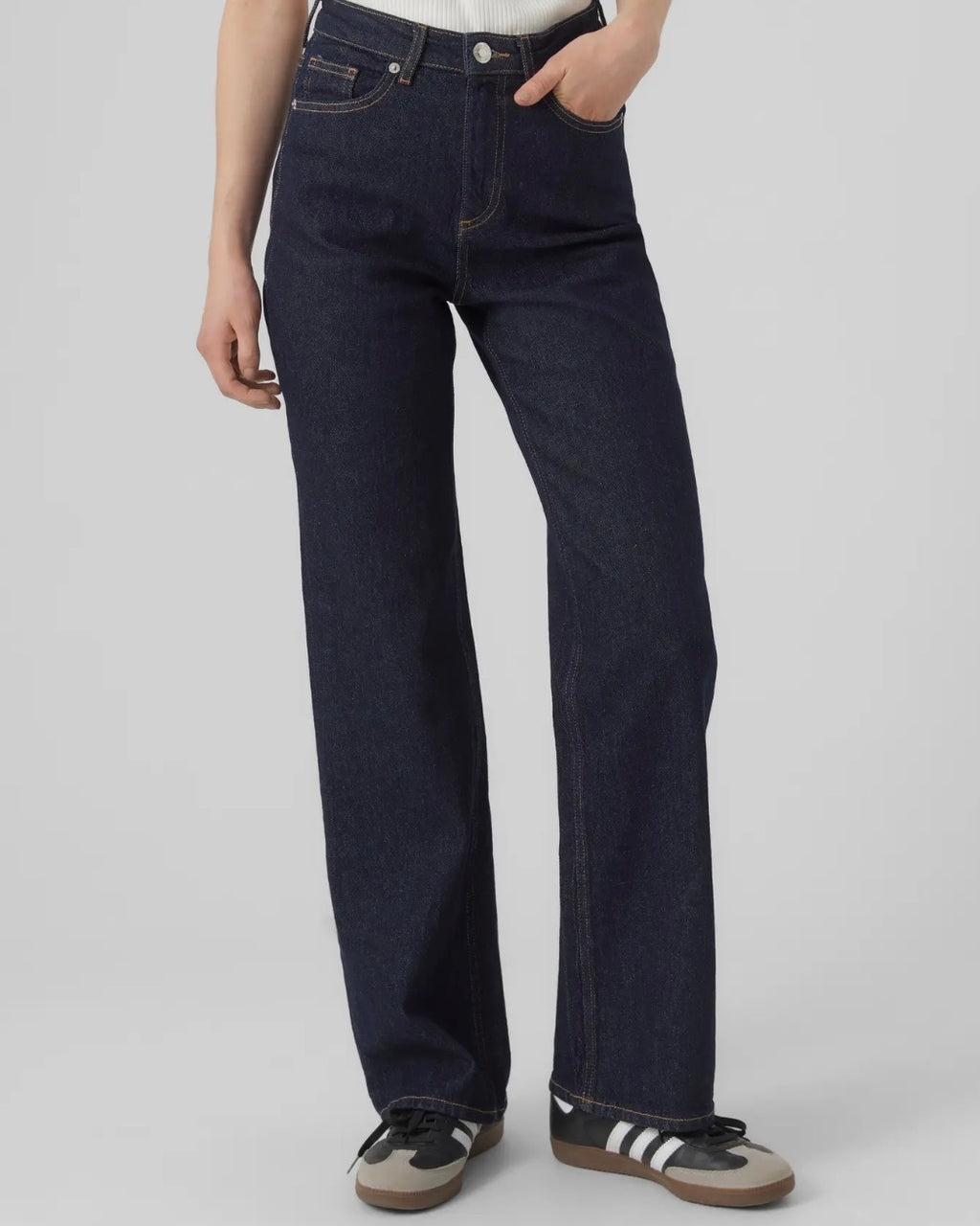 VERO MODA - TESSA HR WIDE JEANS RA369 - DARK BLUE DENIM/RINSE