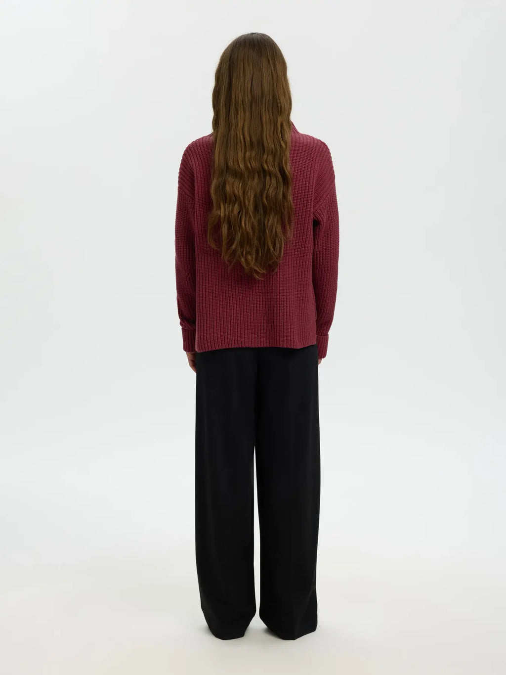 SELECTED FEMME - SELMA LS KNIT PULLOVER - TAWNY PORT