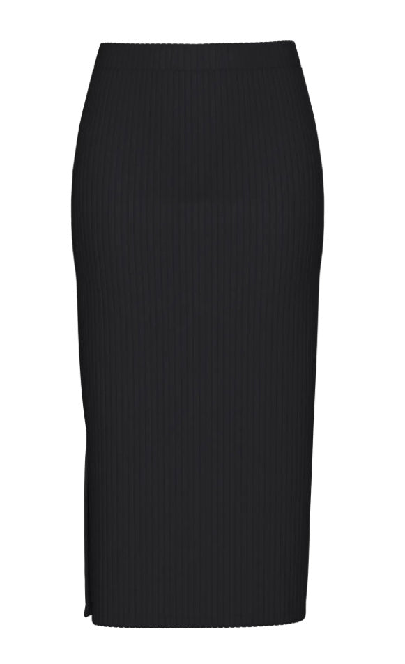 PIECES - KAYLE MW MIDI SKIRT - BLACK