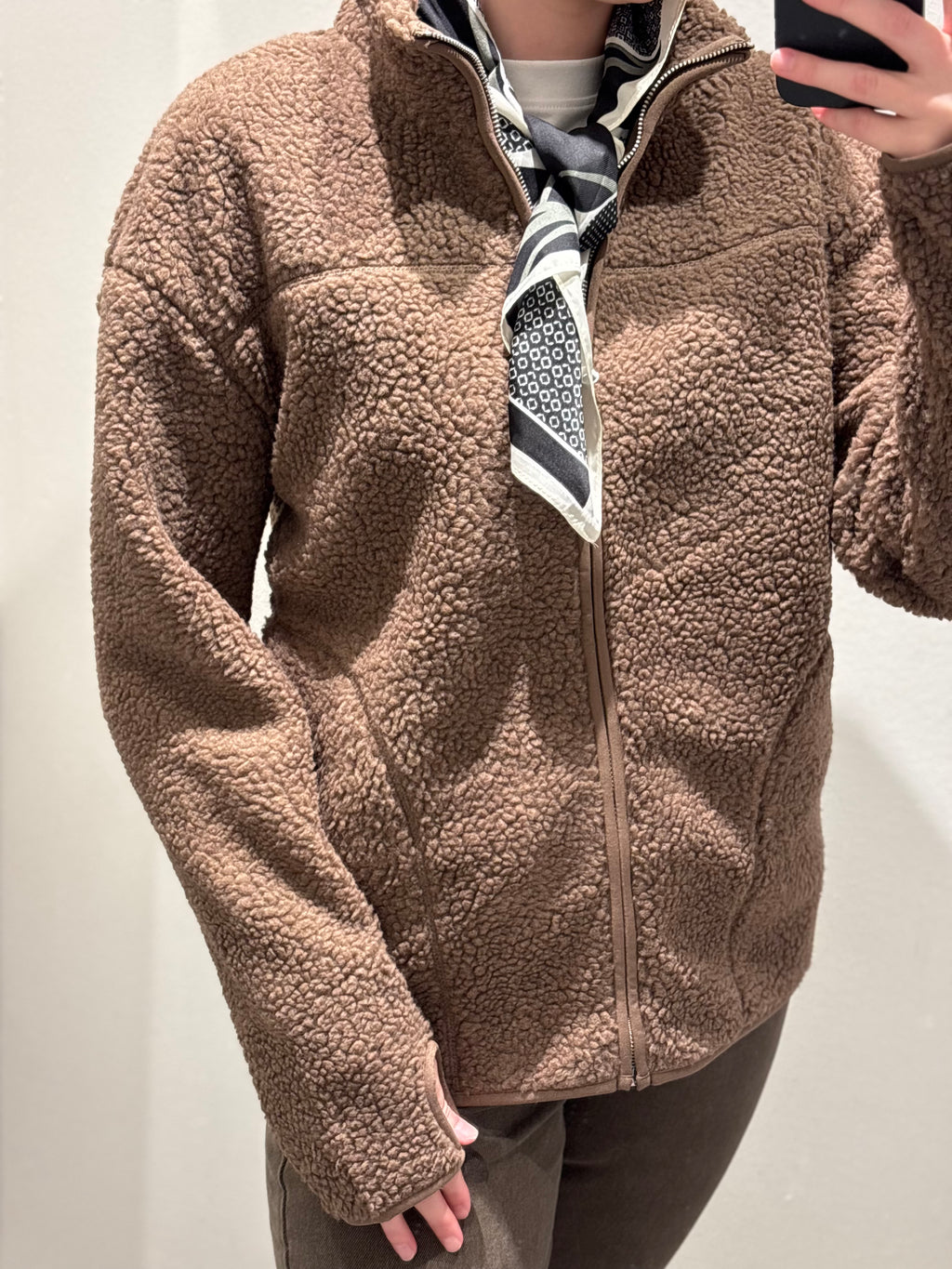 PIECES - SADIA TEDDY JACKET - COFFEE QUARTZ