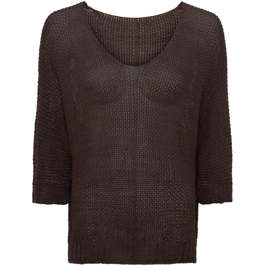 MARTA - STICKAD TRÖJA 7010 - BROWN