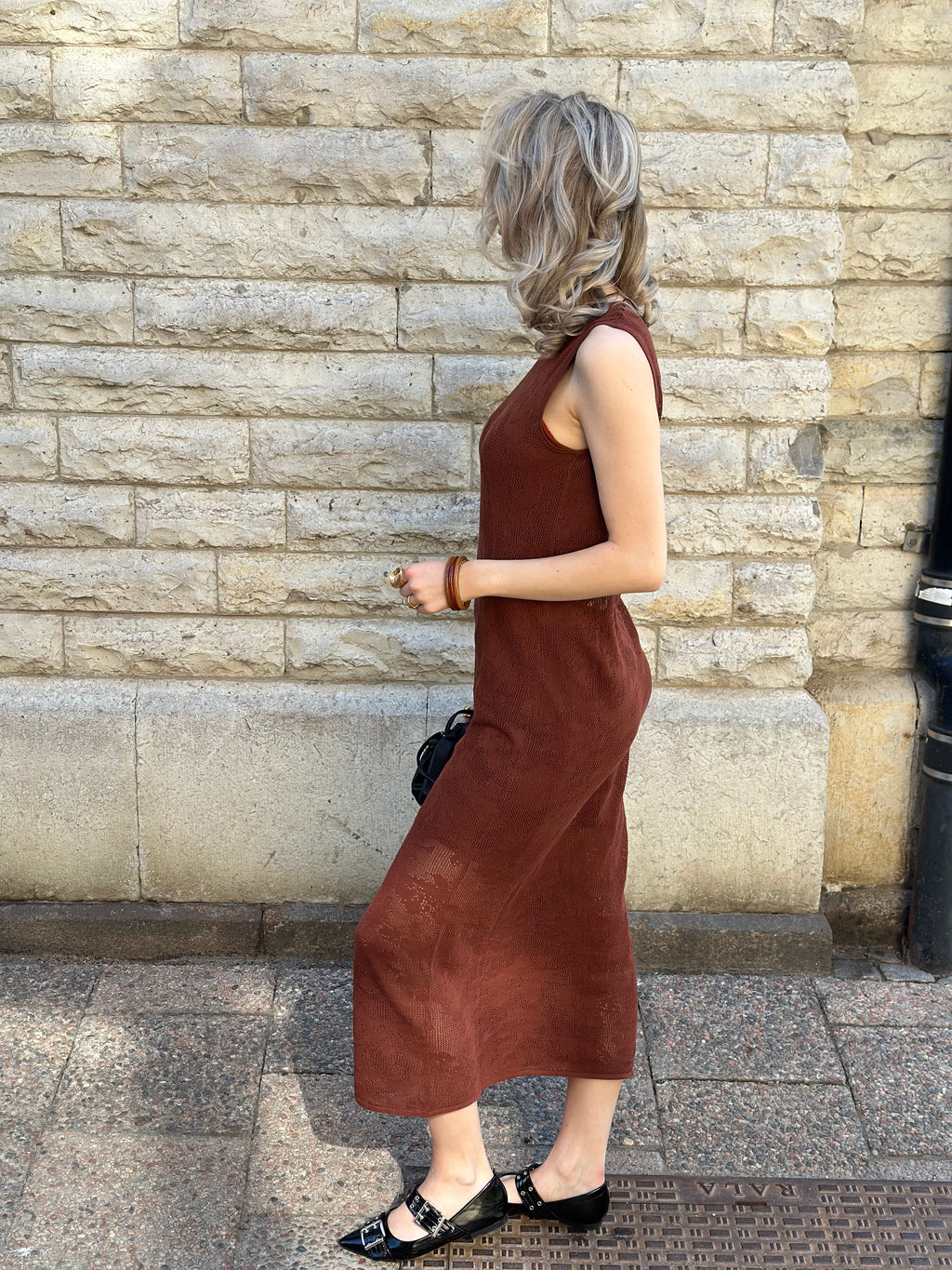 SELECTED FEMME - TOLEDO SL KNIT DRESS - CHERRY MAHOGANY