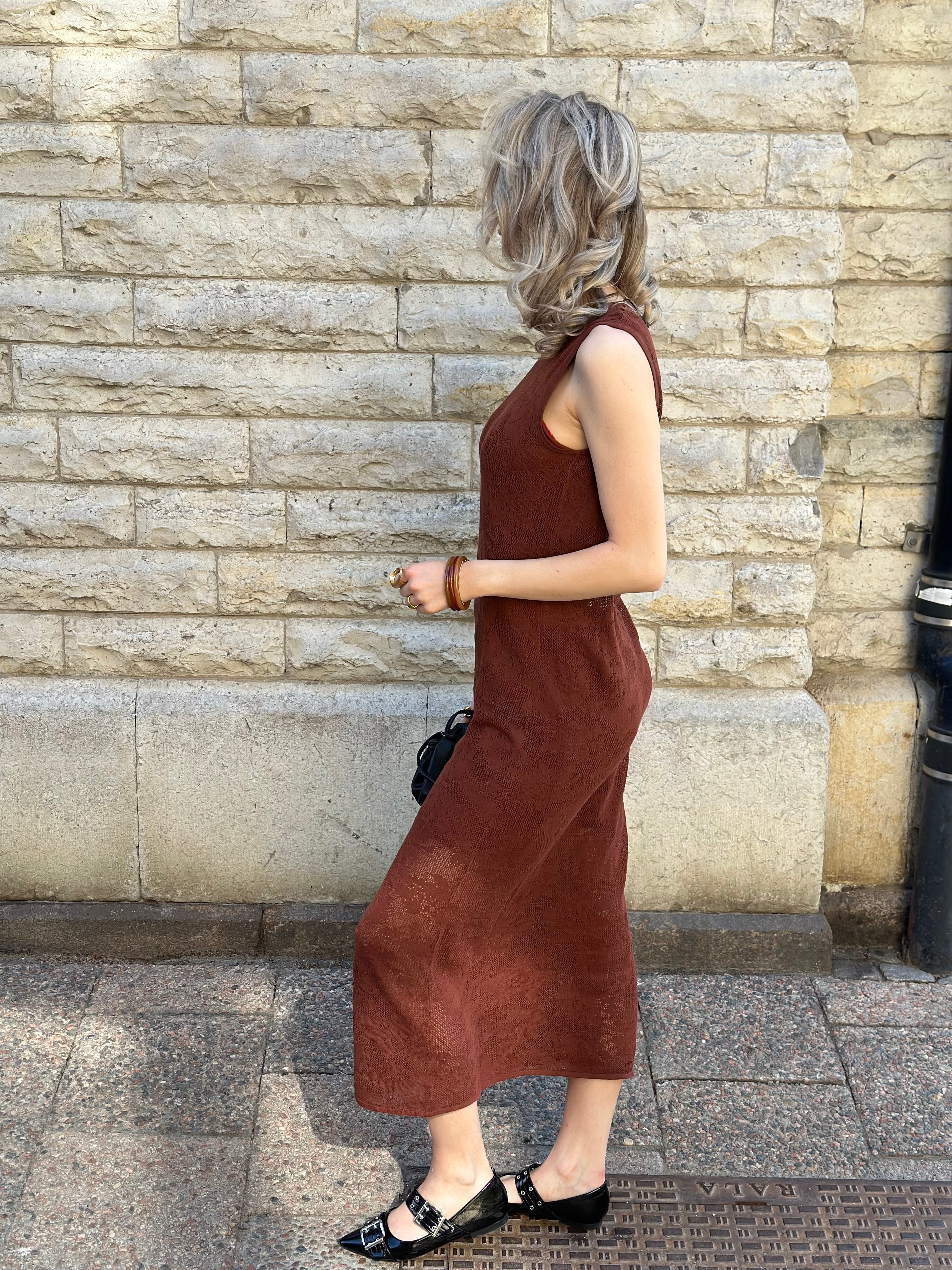 SELECTED FEMME - TOLEDO SL KNIT DRESS - CHERRY MAHOGANY
