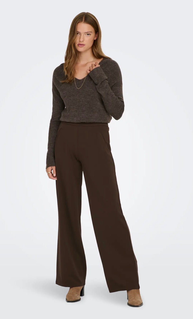 JDY - ELANORA L/S V-NECK PULLOVER - BRACKEN MELANGE