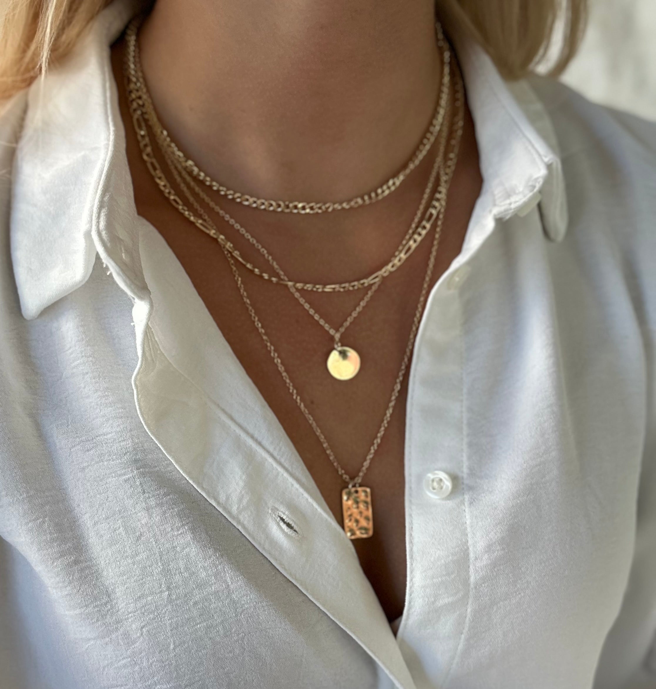 PIECES - OKIA COMBI NECKLACE - GULD