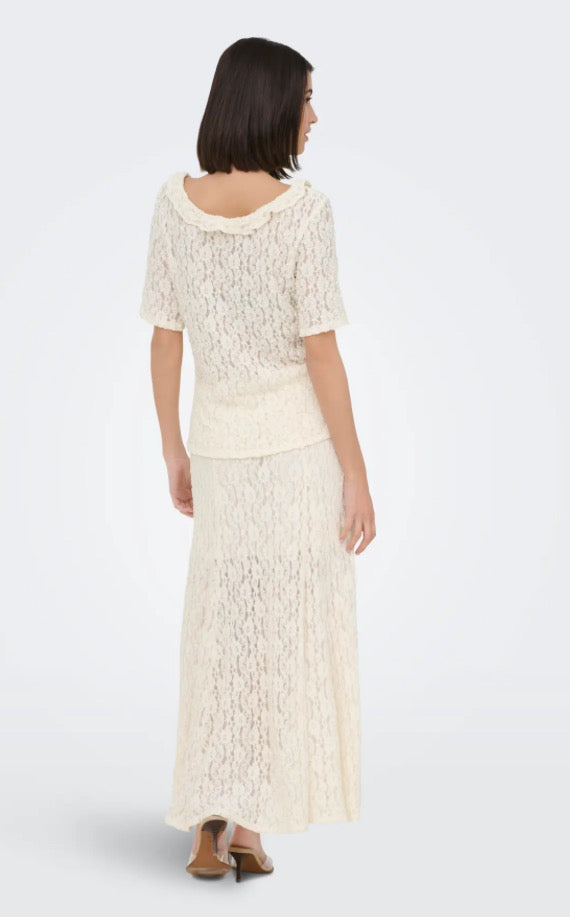 JDY - GALLAS LONG LACE SKIRT - PRISTINE