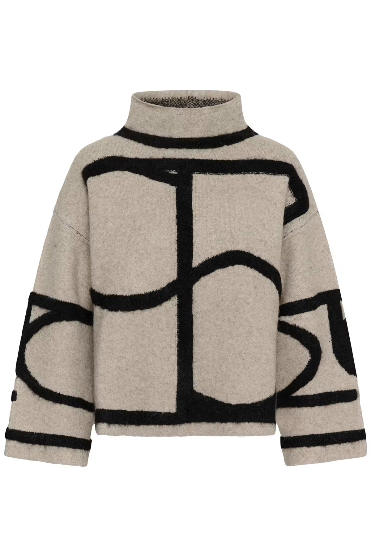 SOAKED - SOREA MONO PULLOVER 30408778 - BEIGE / BLACK MONOGRAM