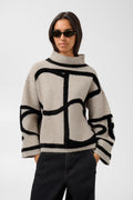 SOAKED - SOREA MONO PULLOVER 30408778 - BEIGE / BLACK MONOGRAM