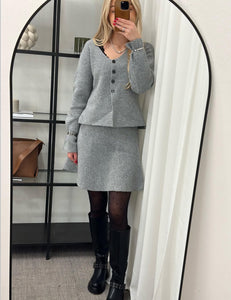 JDY - LEA LIFE L/S BOTTON CARDIGAN - MEDIUM GREY MELANGE