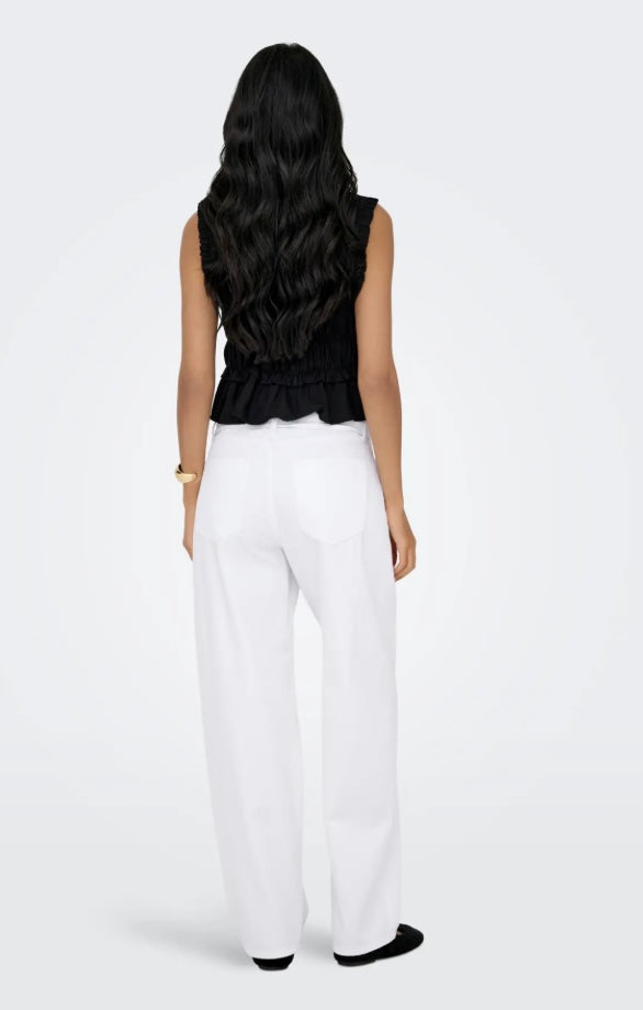 ONLY - GIANNA MW STRAIGHT DOT 211 - WHITE DENIM