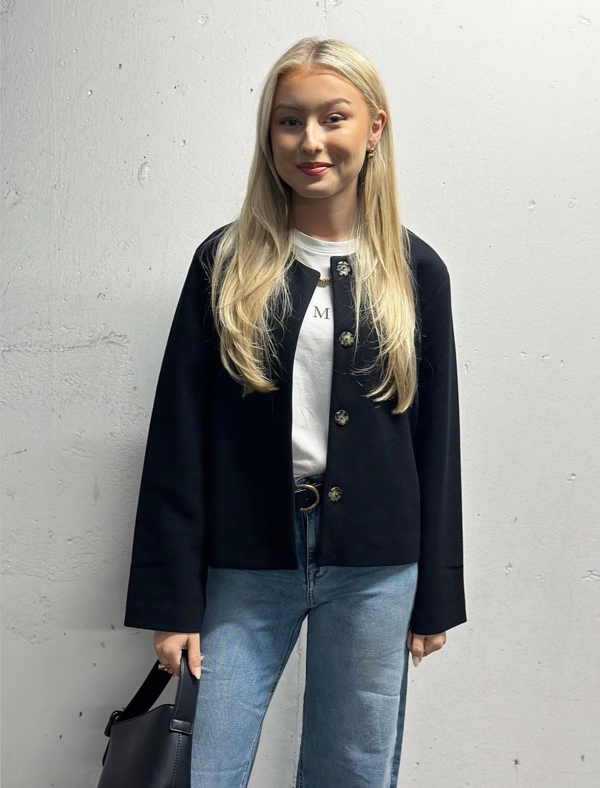 ONLY - ELBA LIFE SCARF JACKET - BLACK/W.ROSE LIN